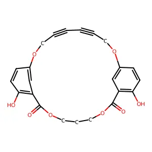 10,25-dihydroxy-3,7,14,21-tetraoxatricyclo[20.3.1.19,13]heptacosa-1(25),9,11,13(27),22(26),23-hexaen-16,18-diyne-2,8-dione structure