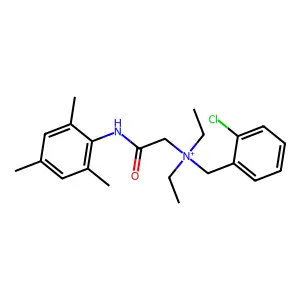 (2-chlorophenyl)methyl-diethyl-[2-oxo-2-(2,4,6-trimethylanilino)ethyl]azanium structure