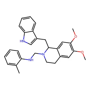 N-[[1-(1H-indol-3-ylmethyl)-6,7-dimethoxy-3,4-dihydro-1H-isoquinolin-2-yl]methyl]-2-methylaniline structure