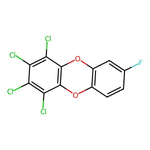 1,2,3,4-Tetrachloro-7-fluorodibenzo-p-dioxin structure