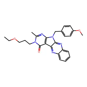 13-(3-ethoxypropyl)-17-[(4-methoxyphenyl)methyl]-14-methyl-2,9,13,15,17-pentazatetracyclo[8.7.0.03,8.011,16]heptadeca-1,3,5,7,9,11(16),14-heptaen-12-one structure
