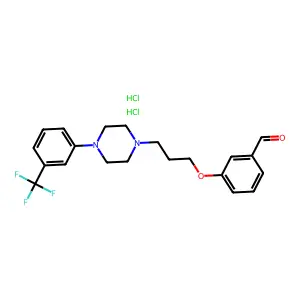 Benzaldehyde, 3-(3-(4-(3-(trifluoromethyl)phenyl)-1-piperazinyl)propoxy)-, dihydrochloride structure