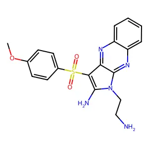 1-(2-aminoethyl)-3-(4-methoxyphenyl)sulfonylpyrrolo[3,2-b]quinoxalin-2-amine structure
