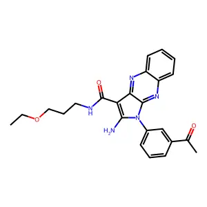 1-(3-acetylphenyl)-2-amino-N-(3-ethoxypropyl)-1H-pyrrolo[2,3-b]quinoxaline-3-carboxamide structure