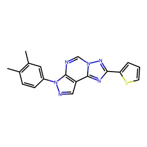 10-(3,4-dimethylphenyl)-4-thiophen-2-yl-3,5,6,8,10,11-hexazatricyclo[7.3.0.02,6]dodeca-1(9),2,4,7,11-pentaene structure