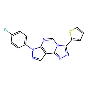 10-(4-fluorophenyl)-5-thiophen-2-yl-3,4,6,8,10,11-hexazatricyclo[7.3.0.02,6]dodeca-1(9),2,4,7,11-pentaene structure