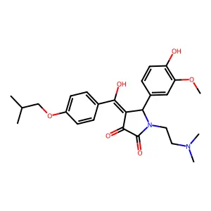 1-[2-(dimethylamino)ethyl]-3-hydroxy-5-(4-hydroxy-3-methoxyphenyl)-4-[4-(2-methylpropoxy)benzoyl]-2,5-dihydro-1H-pyrrol-2-one structure