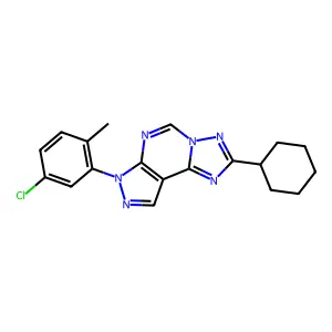 10-(5-chloro-2-methylphenyl)-4-cyclohexyl-3,5,6,8,10,11-hexazatricyclo[7.3.0.02,6]dodeca-1(9),2,4,7,11-pentaene structure