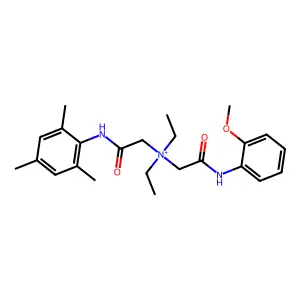 diethyl-[2-(2-methoxyanilino)-2-oxoethyl]-[2-oxo-2-(2,4,6-trimethylanilino)ethyl]azanium structure