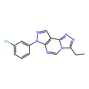 10-(3-chlorophenyl)-5-ethyl-3,4,6,8,10,11-hexazatricyclo[7.3.0.02,6]dodeca-1(9),2,4,7,11-pentaene structure