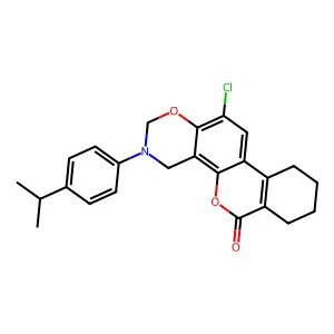 12-chloro-3-(4-isopropylphenyl)-3,4,7,8,9,10-hexahydro-2H,6H-benzo[3,4]chromeno[8,7-e][1,3]oxazin-6-one structure