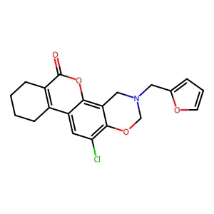 12-chloro-3-(2-furylmethyl)-3,4,7,8,9,10-hexahydro-2H,6H-benzo[3,4]chromeno[8,7-e][1,3]oxazin-6-one structure