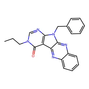 11-benzyl-3-propyl-3H-pyrimido[5',4':4,5]pyrrolo[2,3-b]quinoxalin-4(11H)-one structure