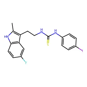 1-[2-(5-fluoro-2-methyl-1H-indol-3-yl)ethyl]-3-(4-iodophenyl)thiourea structure