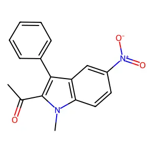 1-(1-methyl-5-nitro-3-phenylindol-2-yl)ethanone structure