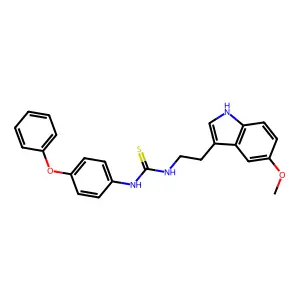 1-[2-(5-methoxy-1H-indol-3-yl)ethyl]-3-(4-phenoxyphenyl)thiourea structure