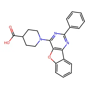 1-(2-phenyl-[1]benzofuro[3,2-d]pyrimidin-4-yl)piperidine-4-carboxylic acid structure