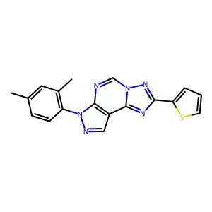 10-(2,4-dimethylphenyl)-4-thiophen-2-yl-3,5,6,8,10,11-hexazatricyclo[7.3.0.02,6]dodeca-1(9),2,4,7,11-pentaene structure