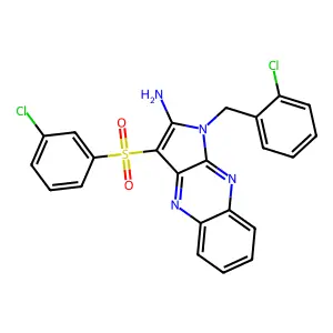 1-(2-chlorobenzyl)-3-[(3-chlorophenyl)sulfonyl]-1H-pyrrolo[2,3-b]quinoxalin-2-amine structure