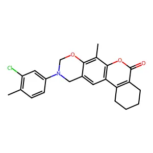 10-(3-chloro-4-methylphenyl)-7-methyl-1,2,3,4,10,11-hexahydro-5H,9H-benzo[3,4]chromeno[6,7-e][1,3]oxazin-5-one structure