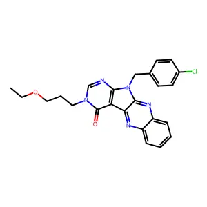 11-(4-chlorobenzyl)-3-(3-ethoxypropyl)-3,11-dihydro-4H-pyrimido[5',4':4,5]pyrrolo[2,3-b]quinoxalin-4-one structure