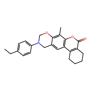 10-(4-ethylphenyl)-7-methyl-1,2,3,4,10,11-hexahydro-5H,9H-benzo[3,4]chromeno[6,7-e][1,3]oxazin-5-one structure