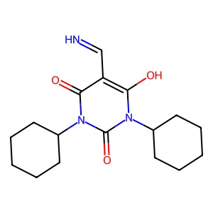1,3-dicyclohexyl-6-hydroxy-5-methanimidoylpyrimidine-2,4-dione structure