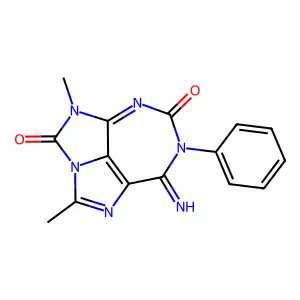 11-imino-3,6-dimethyl-10-phenyl-2,4,6,8,10-pentazatricyclo[5.4.1.04,12]dodeca-1(12),2,7-triene-5,9-dione structure