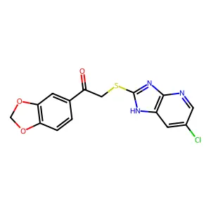 1-(1,3-benzodioxol-5-yl)-2-[(6-chloro-1H-imidazo[4,5-b]pyridin-2-yl)sulfanyl]ethanone structure