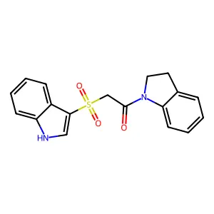 1-(2,3-dihydroindol-1-yl)-2-(1H-indol-3-ylsulfonyl)ethanone structure