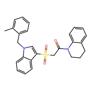 1-(3,4-dihydro-2H-quinolin-1-yl)-2-[1-[(2-methylphenyl)methyl]indol-3-yl]sulfonylethanone structure
