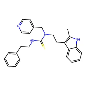 1-[2-(2-methyl-1H-indol-3-yl)ethyl]-3-(2-phenylethyl)-1-(pyridin-4-ylmethyl)thiourea structure
