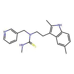 1-[2-(2,5-dimethyl-1H-indol-3-yl)ethyl]-3-methyl-1-(pyridin-3-ylmethyl)thiourea structure