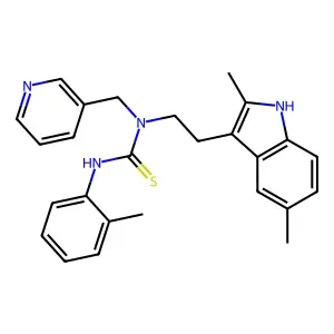 1-[2-(2,5-dimethyl-1H-indol-3-yl)ethyl]-3-(2-methylphenyl)-1-(pyridin-3-ylmethyl)thiourea structure