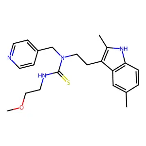 1-[2-(2,5-dimethyl-1H-indol-3-yl)ethyl]-3-(2-methoxyethyl)-1-(pyridin-4-ylmethyl)thiourea structure