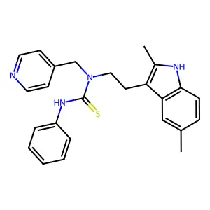 1-[2-(2,5-dimethyl-1H-indol-3-yl)ethyl]-3-phenyl-1-(pyridin-4-ylmethyl)thiourea structure