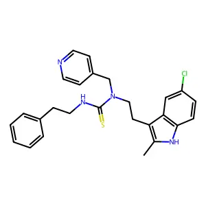 1-[2-(5-chloro-2-methyl-1H-indol-3-yl)ethyl]-3-(2-phenylethyl)-1-(pyridin-4-ylmethyl)thiourea structure