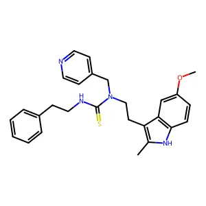 1-(2-(5-methoxy-2-methyl-1H-indol-3-yl)ethyl)-3-phenethyl-1-(pyridin-4-ylmethyl)thiourea structure