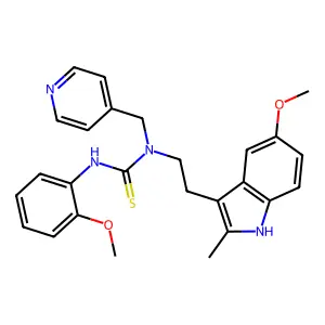 1-[2-(5-methoxy-2-methyl-1H-indol-3-yl)ethyl]-3-(2-methoxyphenyl)-1-(pyridin-4-ylmethyl)thiourea structure