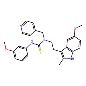1-[2-(5-methoxy-2-methyl-1H-indol-3-yl)ethyl]-3-(3-methoxyphenyl)-1-(pyridin-4-ylmethyl)thiourea structure