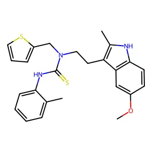 1-[2-(5-methoxy-2-methyl-1H-indol-3-yl)ethyl]-3-(2-methylphenyl)-1-(thiophen-2-ylmethyl)thiourea structure