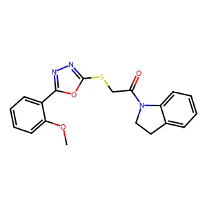 1-(2,3-dihydroindol-1-yl)-2-[[5-(2-methoxyphenyl)-1,3,4-oxadiazol-2-yl]sulfanyl]ethanone structure