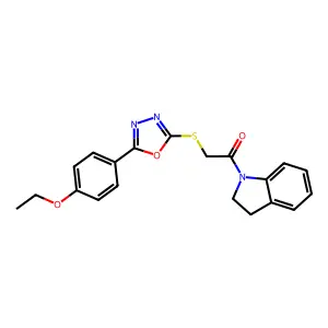 1-(2,3-dihydroindol-1-yl)-2-[[5-(4-ethoxyphenyl)-1,3,4-oxadiazol-2-yl]sulfanyl]ethanone structure