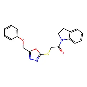 1-(2,3-dihydroindol-1-yl)-2-[[5-(phenoxymethyl)-1,3,4-oxadiazol-2-yl]sulfanyl]ethanone structure