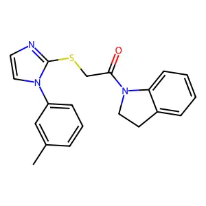 1-(2,3-dihydroindol-1-yl)-2-[1-(3-methylphenyl)imidazol-2-yl]sulfanylethanone structure