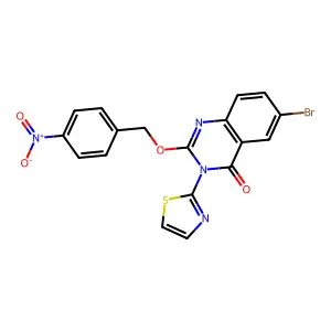 6-bromo-2-[(4-nitrophenyl)methoxy]-3-(1,3-thiazol-2-yl)quinazolin-4-one structure