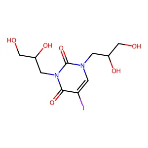 1,3-bis(2,3-dihydroxypropyl)-5-iodopyrimidine-2,4-dione structure