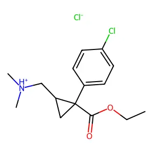 [(1S,2R)-2-(4-chlorophenyl)-2-ethoxycarbonylcyclopropyl]methyl-dimethylazanium chloride structure