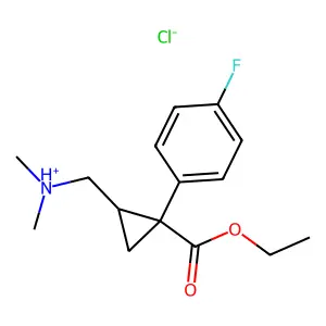 [(1S,2R)-2-ethoxycarbonyl-2-(4-fluorophenyl)cyclopropyl]methyl-dimethylazanium chloride structure