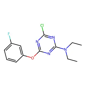 1,3,5-Triazin-2-amine, 4-chloro-N,N-diethyl-6-(3-fluorophenoxy)- structure